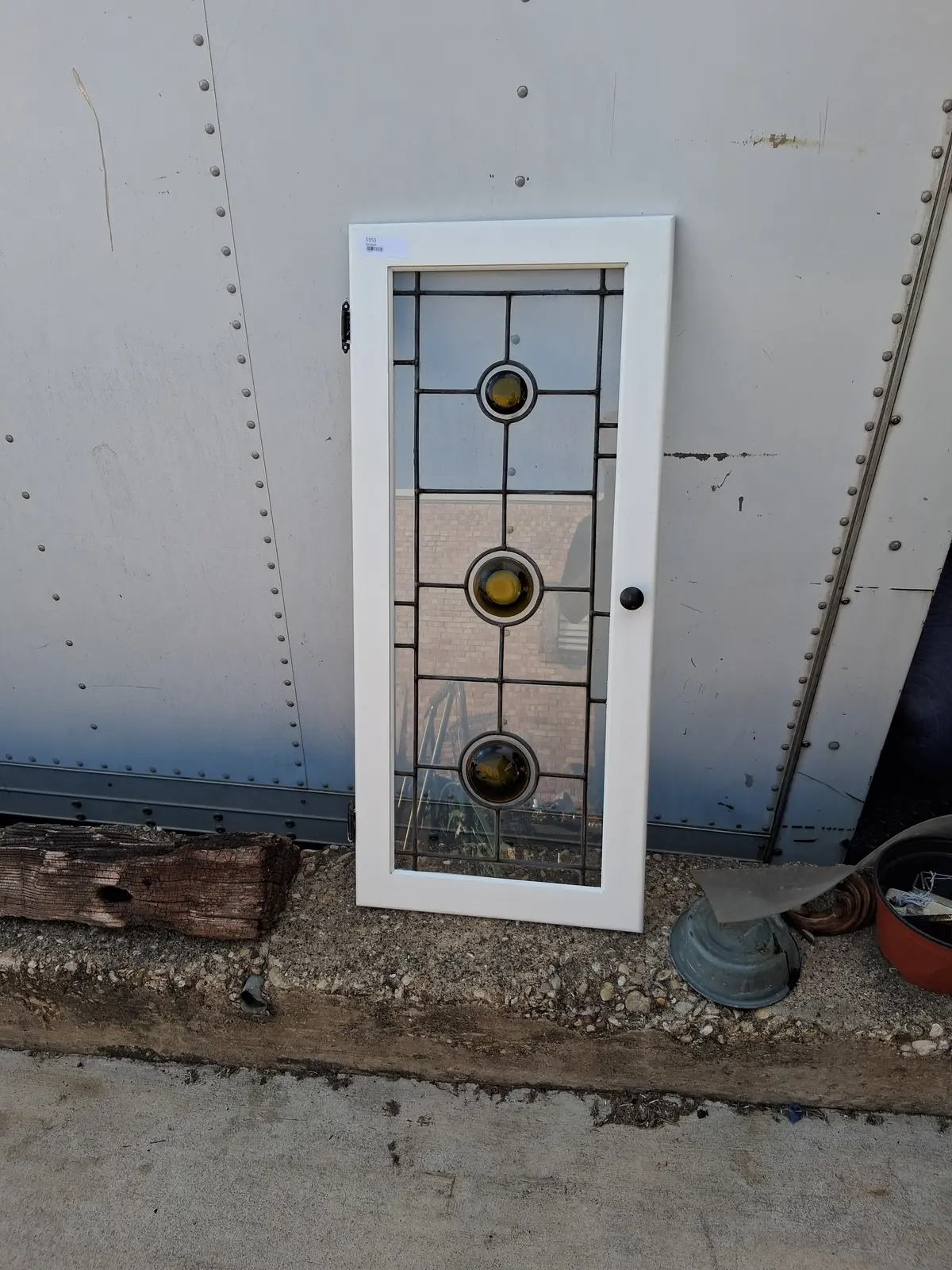 Set Of 5 Tall Leaded Glass Doors With Rondels 1