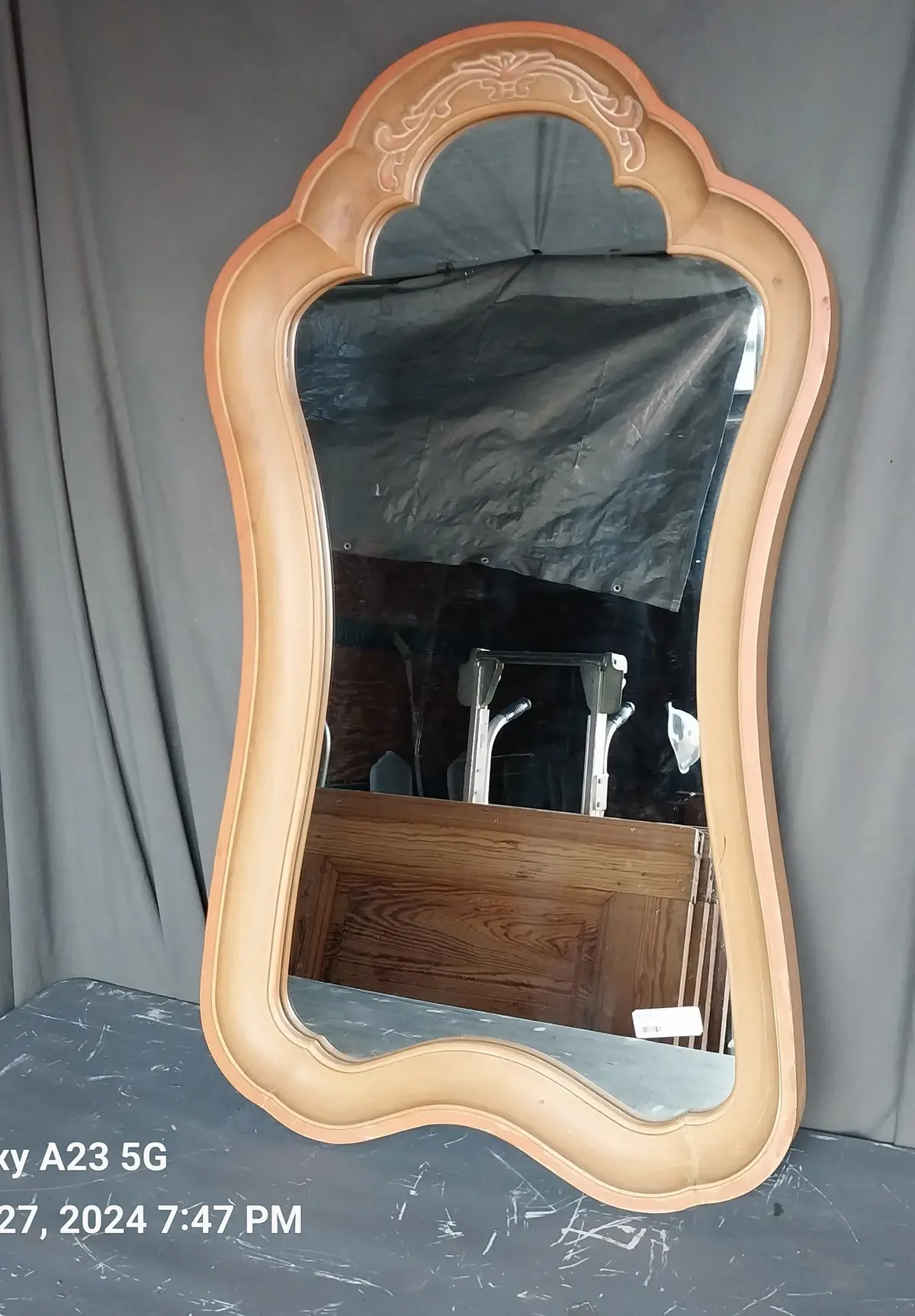 Shaped Wood Framed Mirror 1