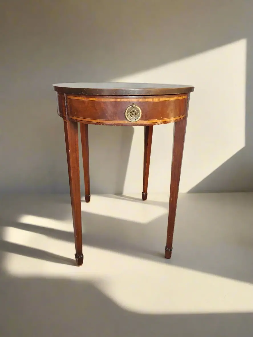 Oval Louis Xvi Small Table With Drawer 1