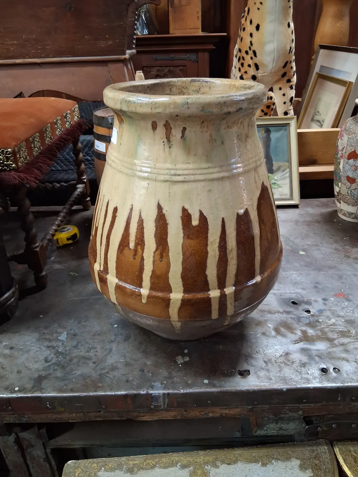 Drip Glazed Large Bulbous Pot 1
