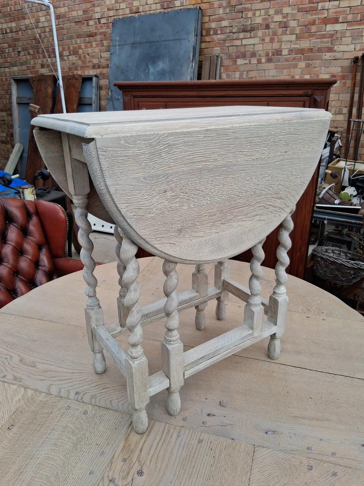 White Wash Barley Twist Drop Leaf Table 1