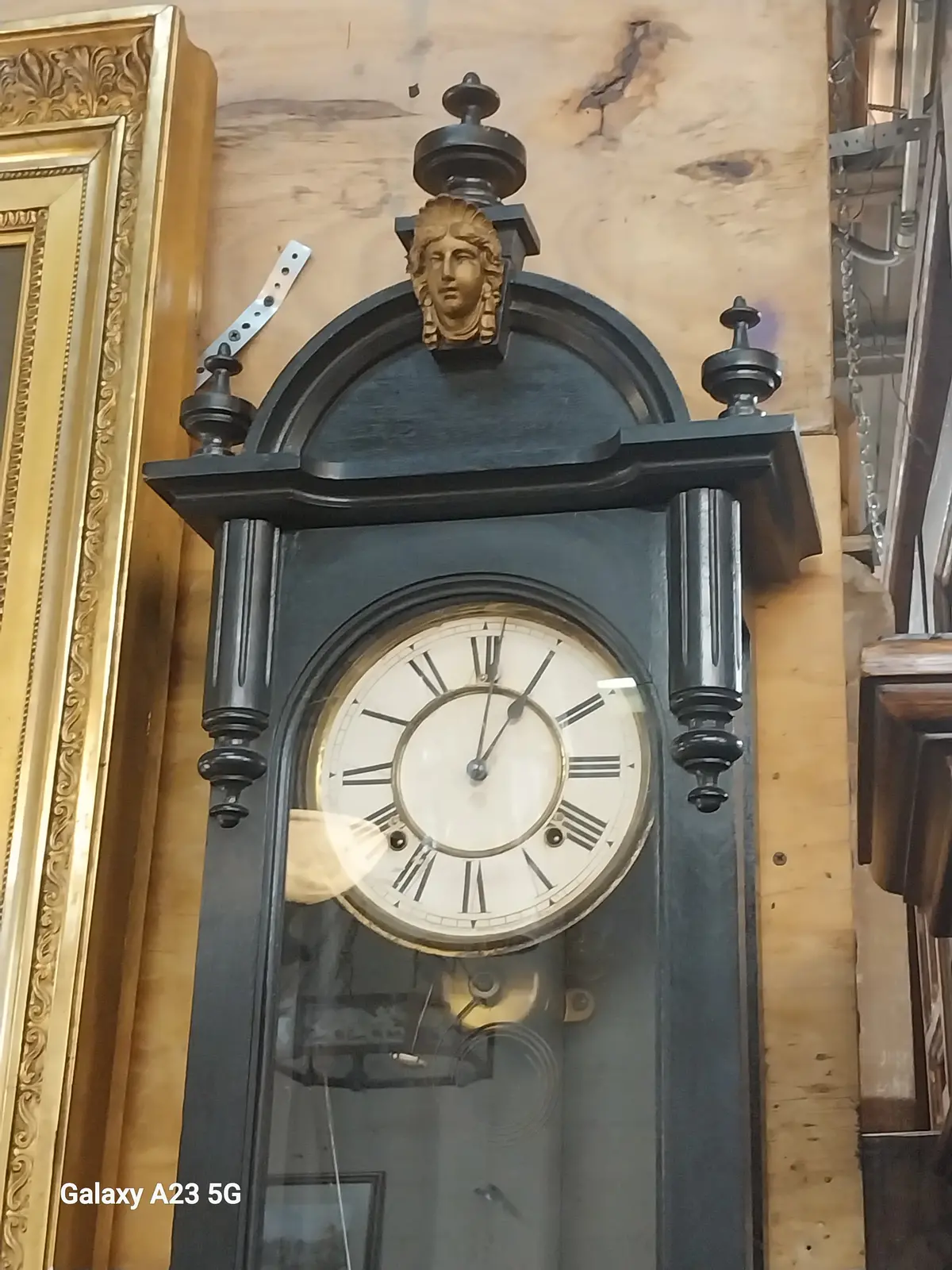 Ebonized Renaissance Revival Wall Clock With Face Of Columbia 1