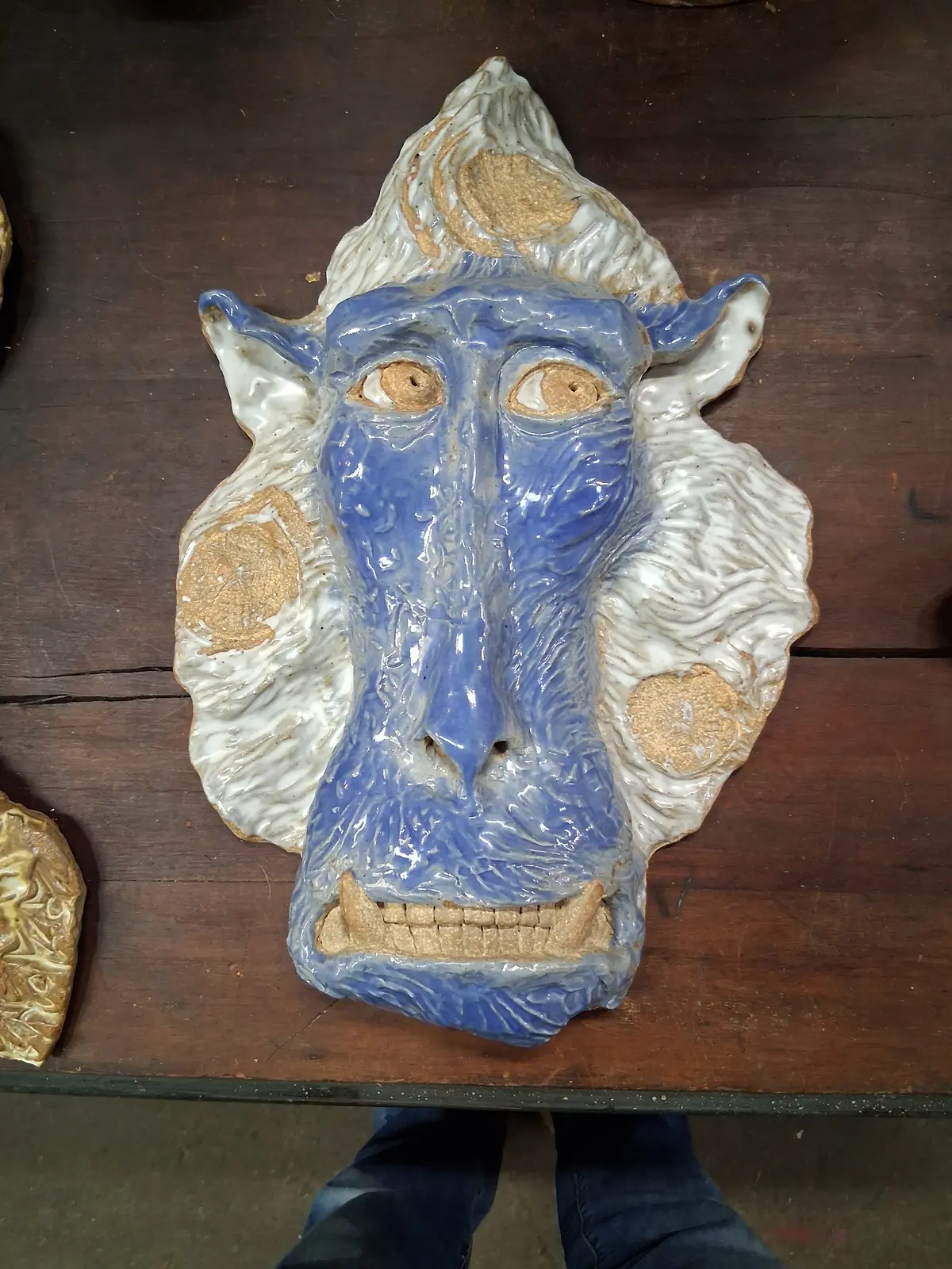 Blue Pottery Monkey Mask By Terri Wilder 1