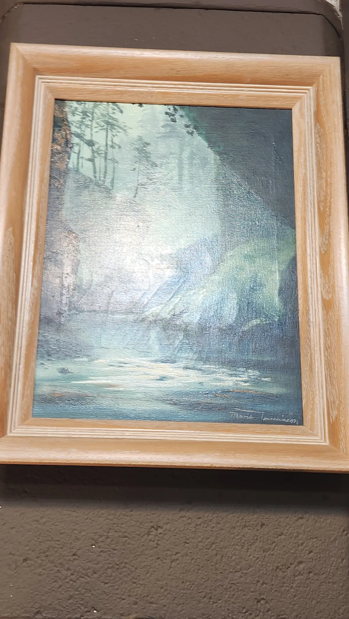 Small Sylvan Oil Painting With Waterfall 1