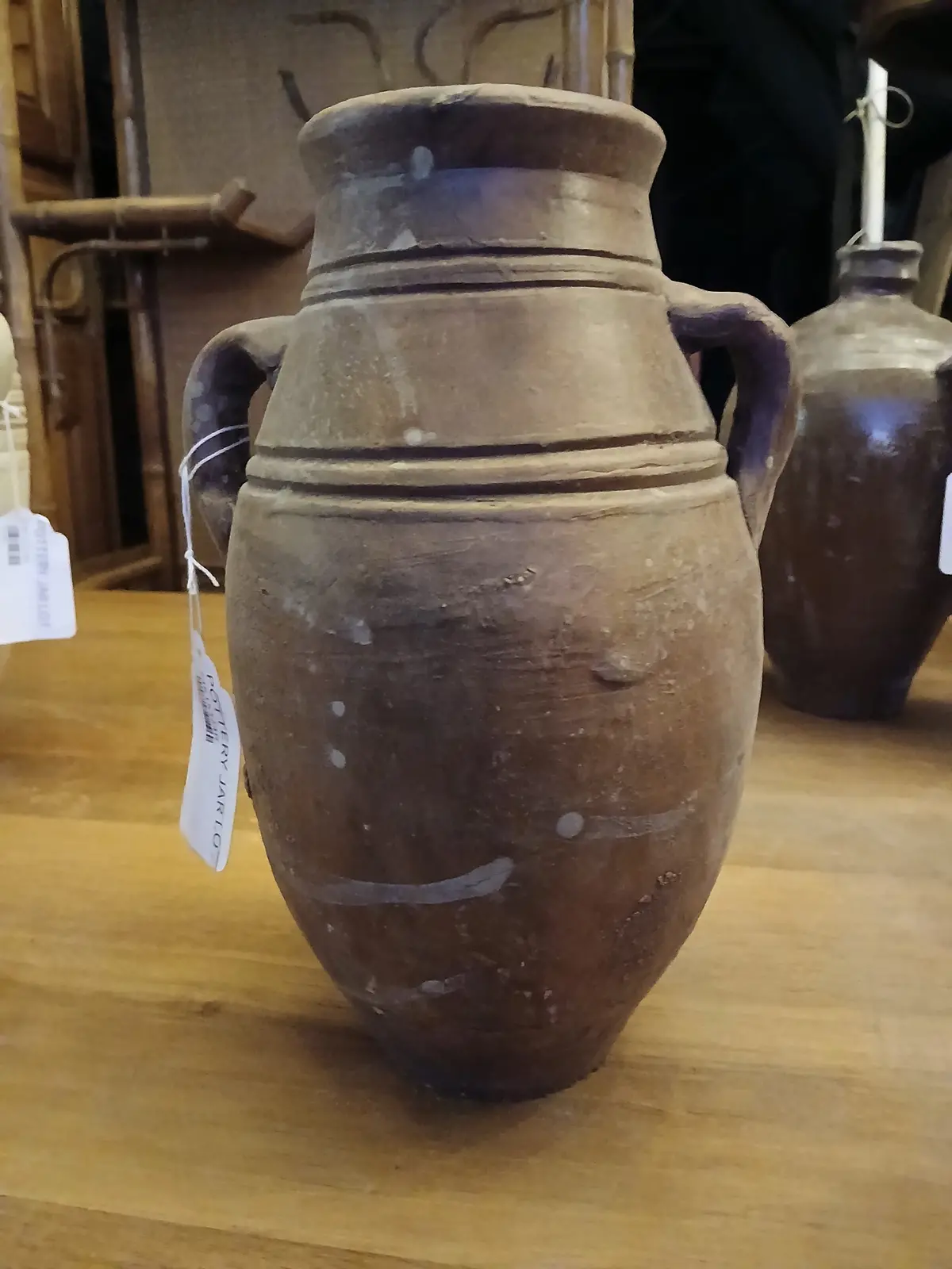 Brown Glazed Terra Cotta Vase With Handles 1