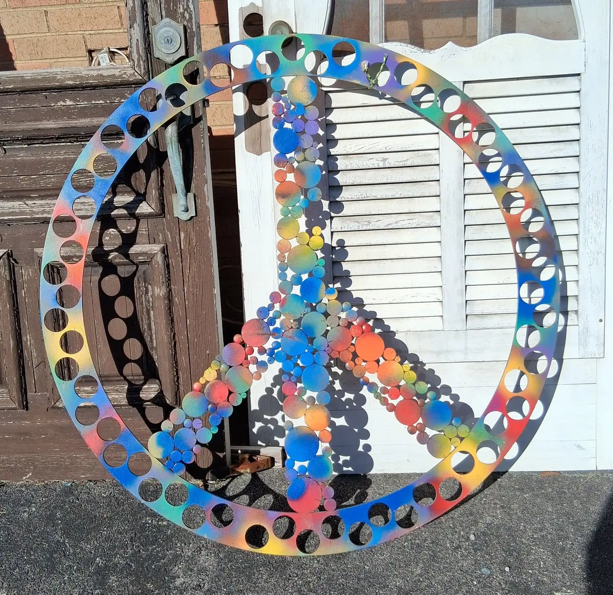 Large Colorful Metal Peace Sign 1