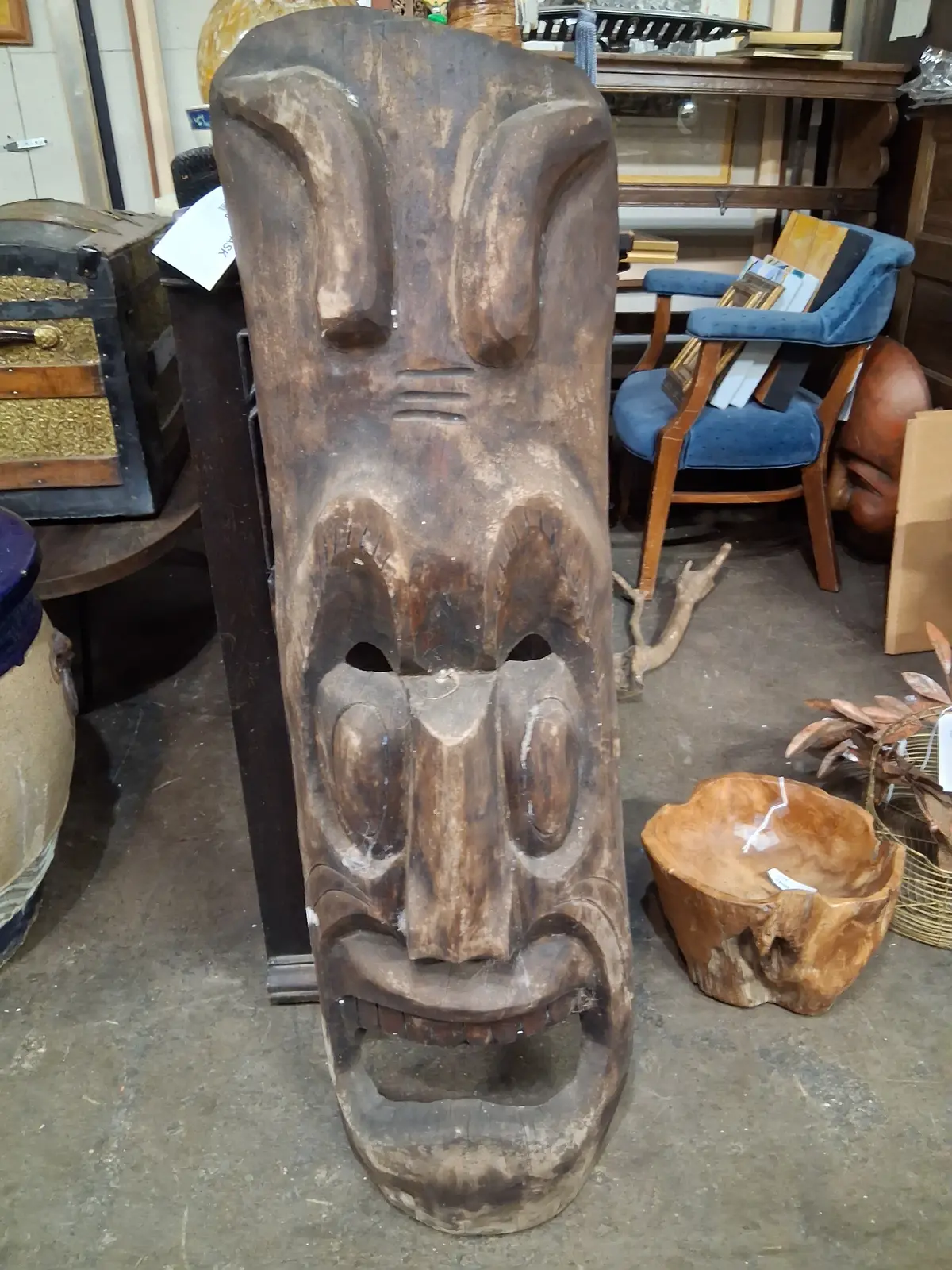 Huge Carved Wood New Guinea Mask 1