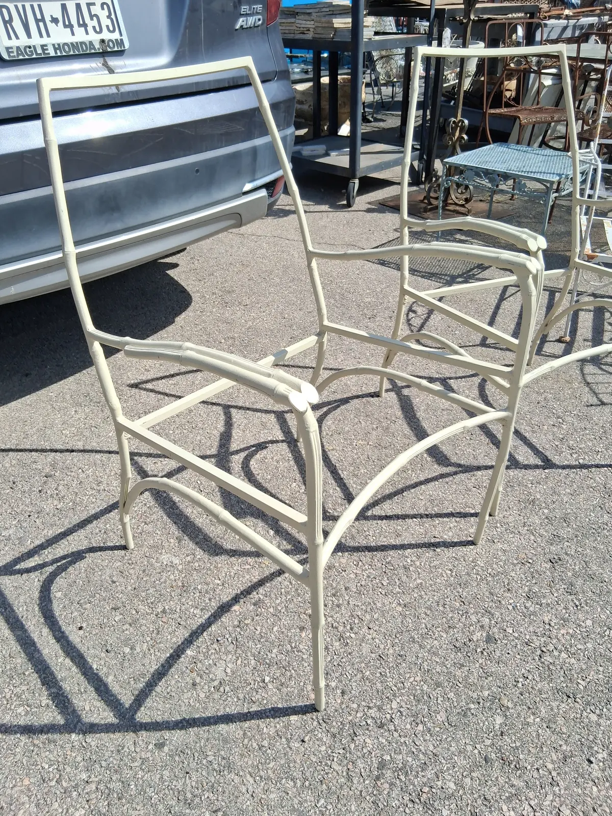Pair Of Metal Faux Bamboo Arm Chair Frames 1