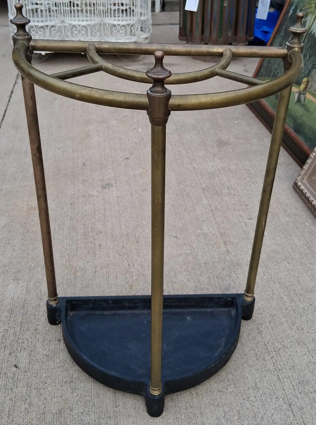 Small Cast Iron And Brass Umbrella Stand 1