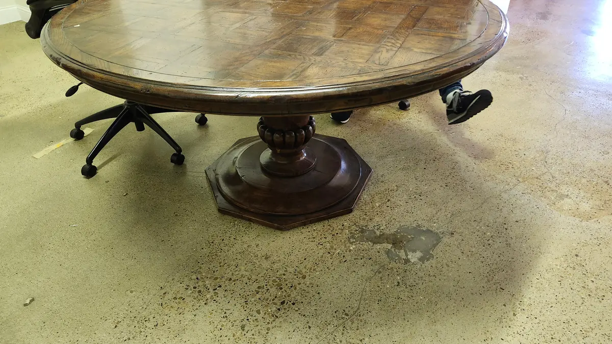 Large Round Parquet Top Table 1