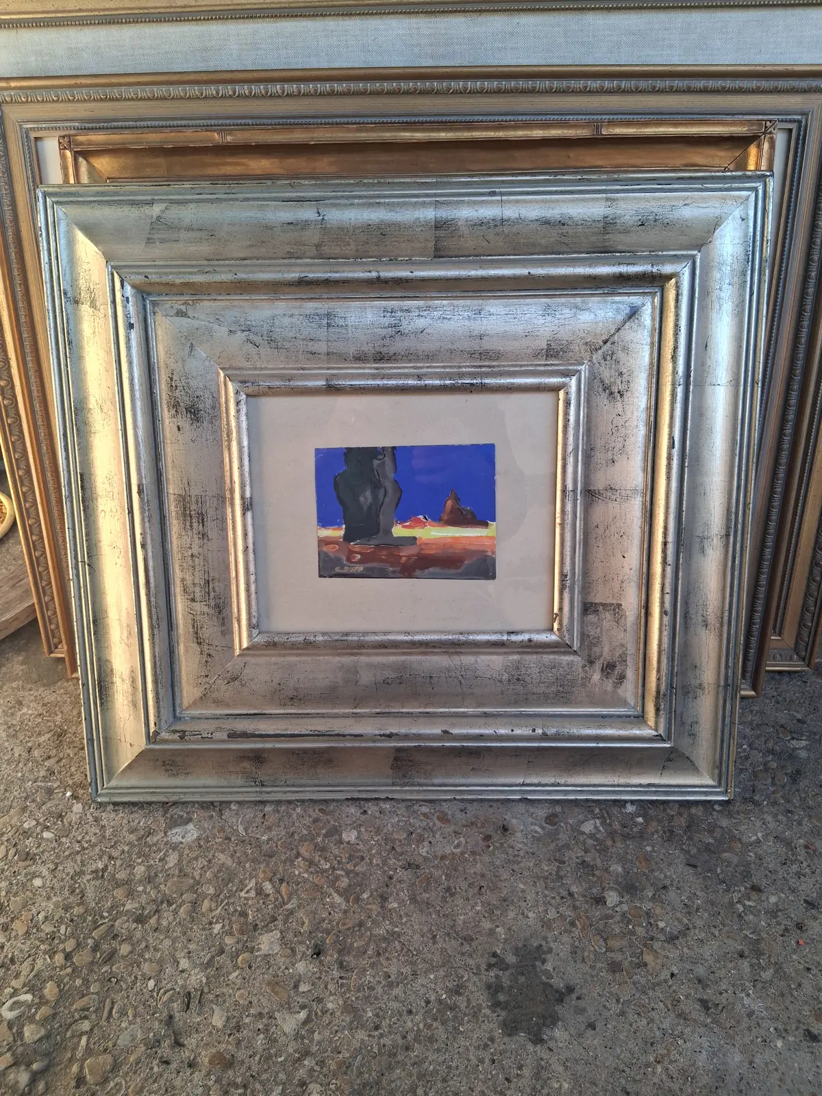 Small Framed Abstract Water Color By Conrad Baff 1