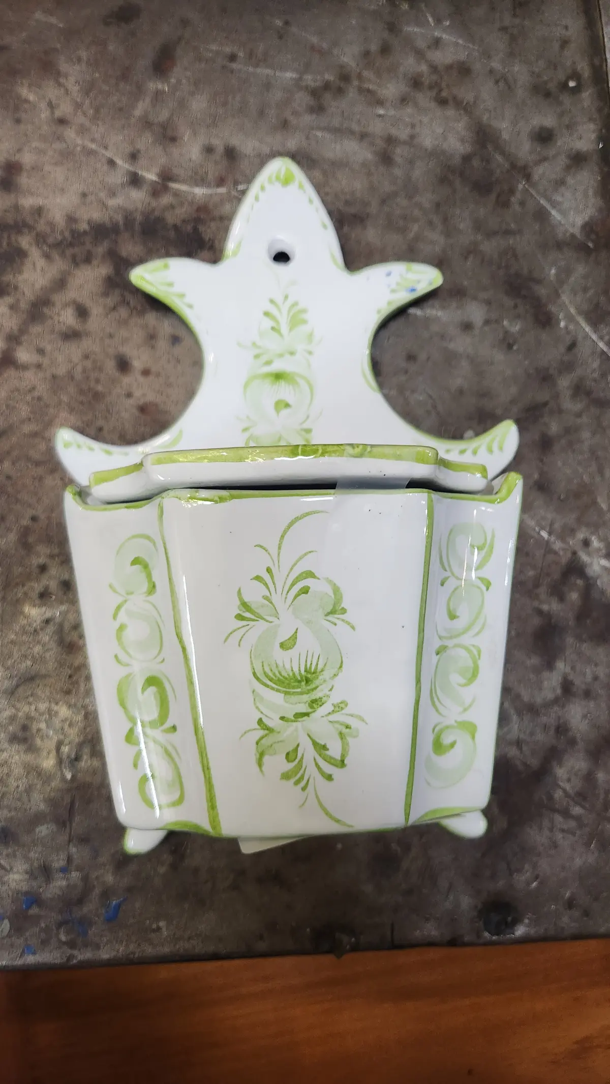 Green And White Portugese Salt Box 1