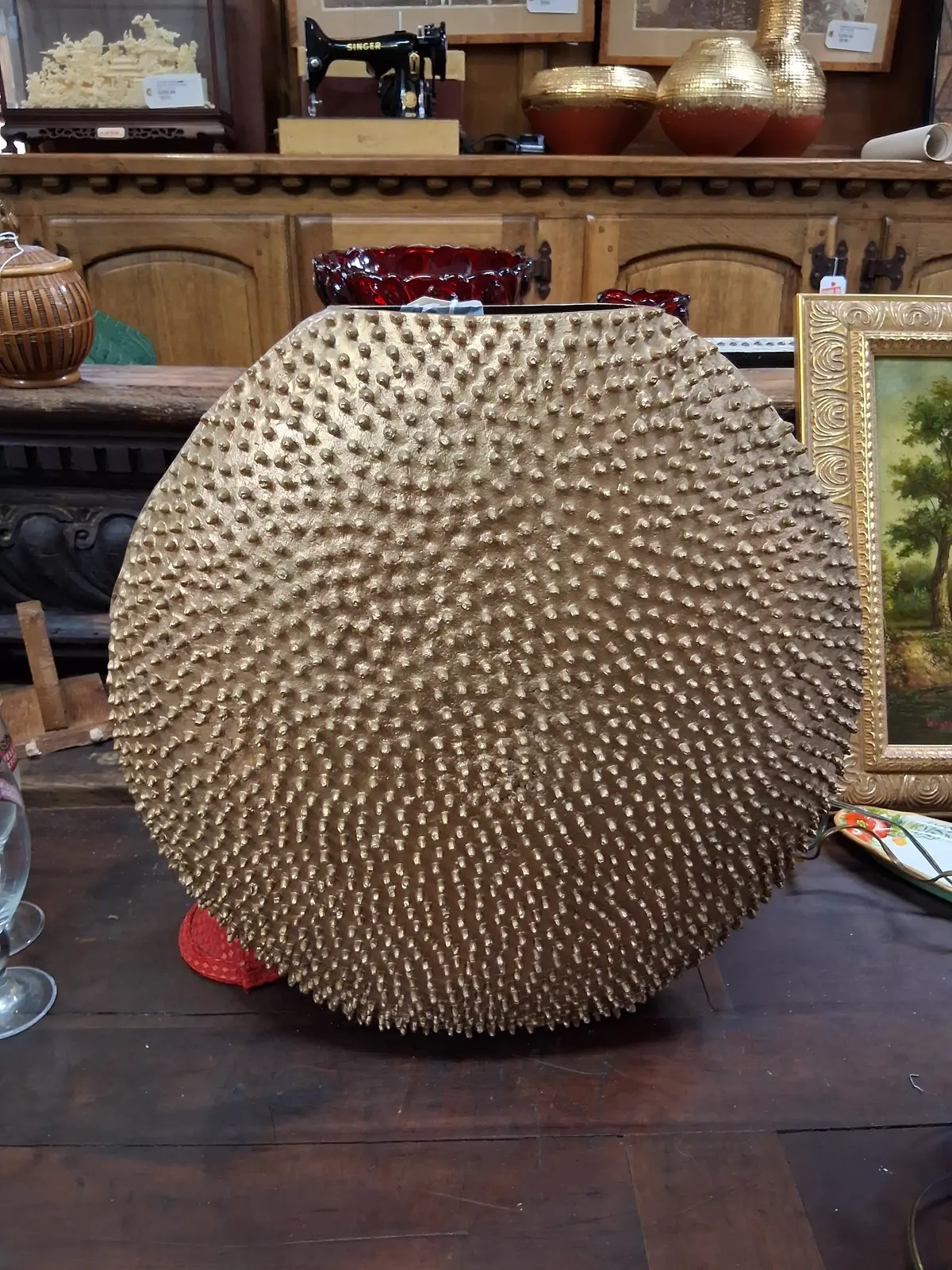 Oval Spined Metal Vase 1