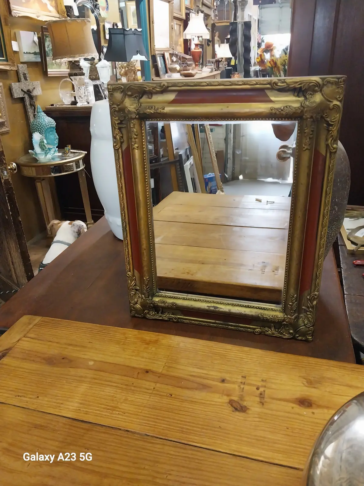 Gold And Red Framed Mirror 1