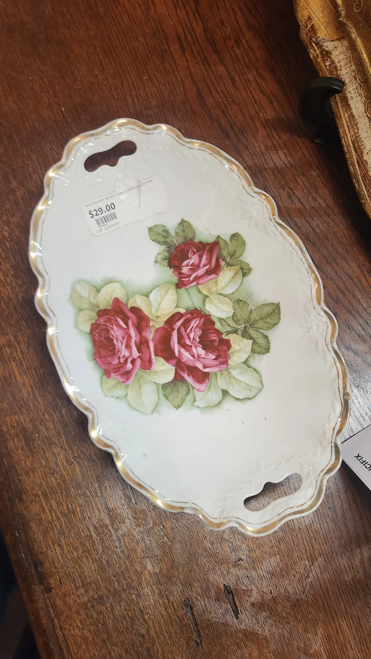 Medium Bavaria Tray With Floral Center And Gold Trim 1