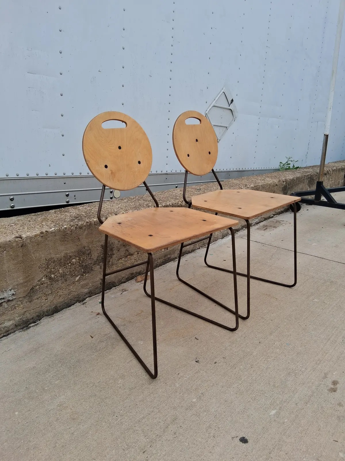 Pair Of Wood And Metal Chairs 1