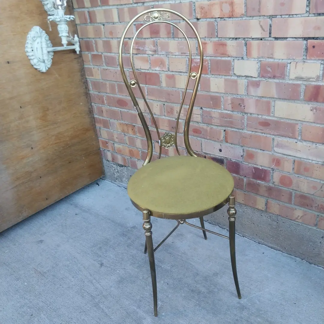 Midcentury Brass Loop Back Chair 1