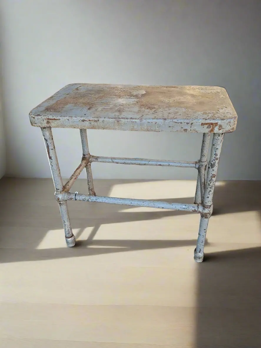 Iron Silver Painted Industrial Table 1
