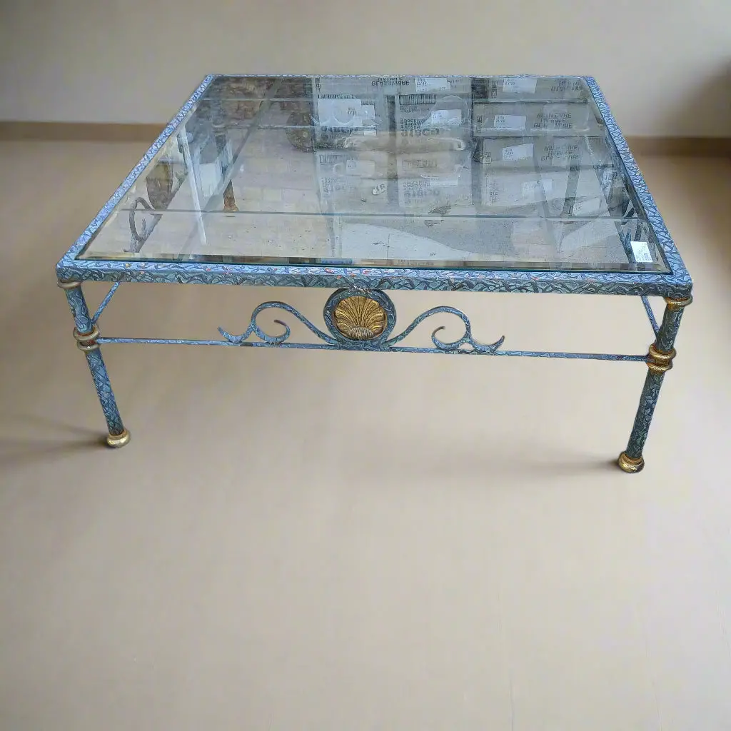 Iron And Glass Top Coffee Table 1