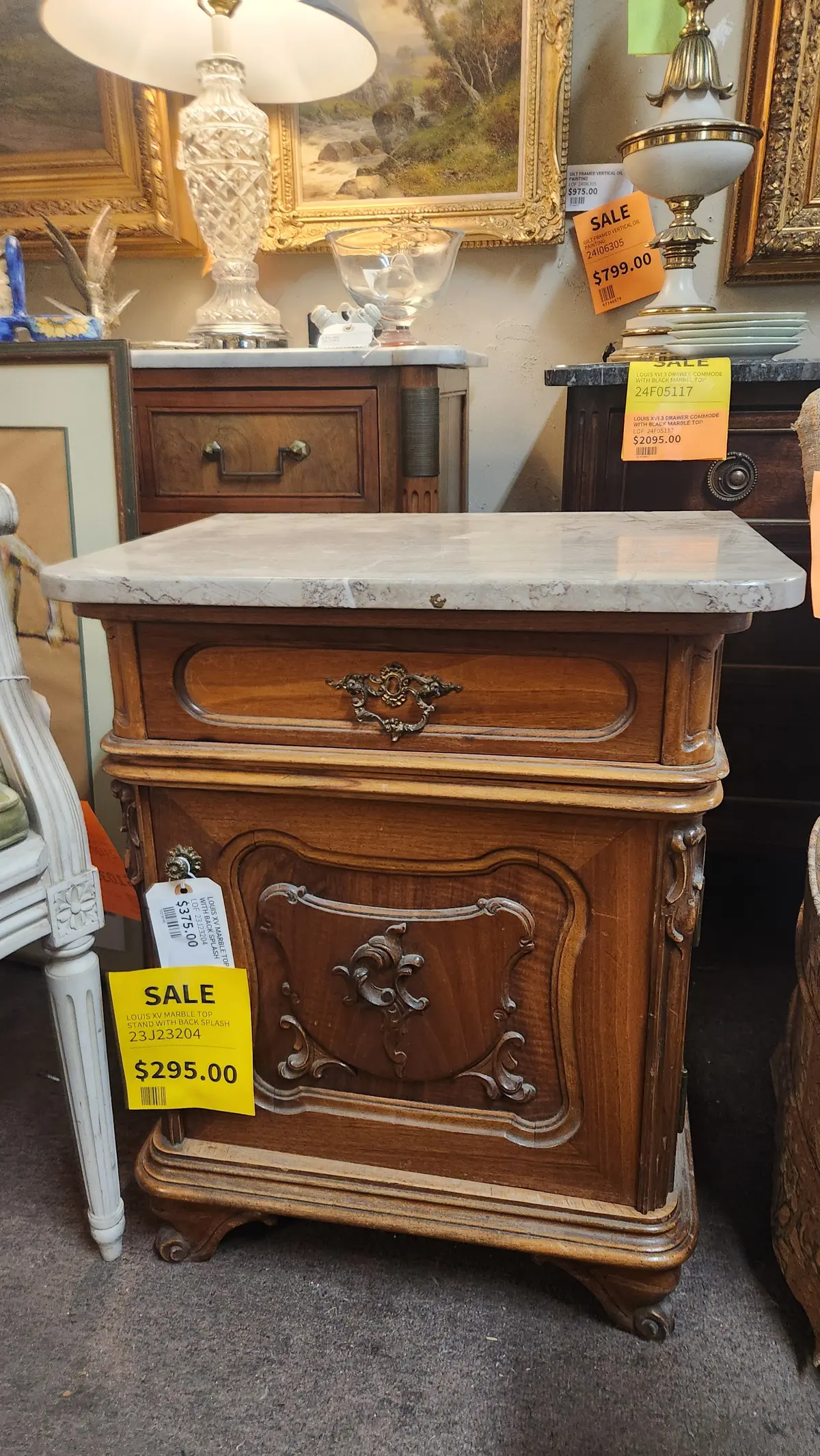 Louis Xv Marble Top Stand With Back Splash 1