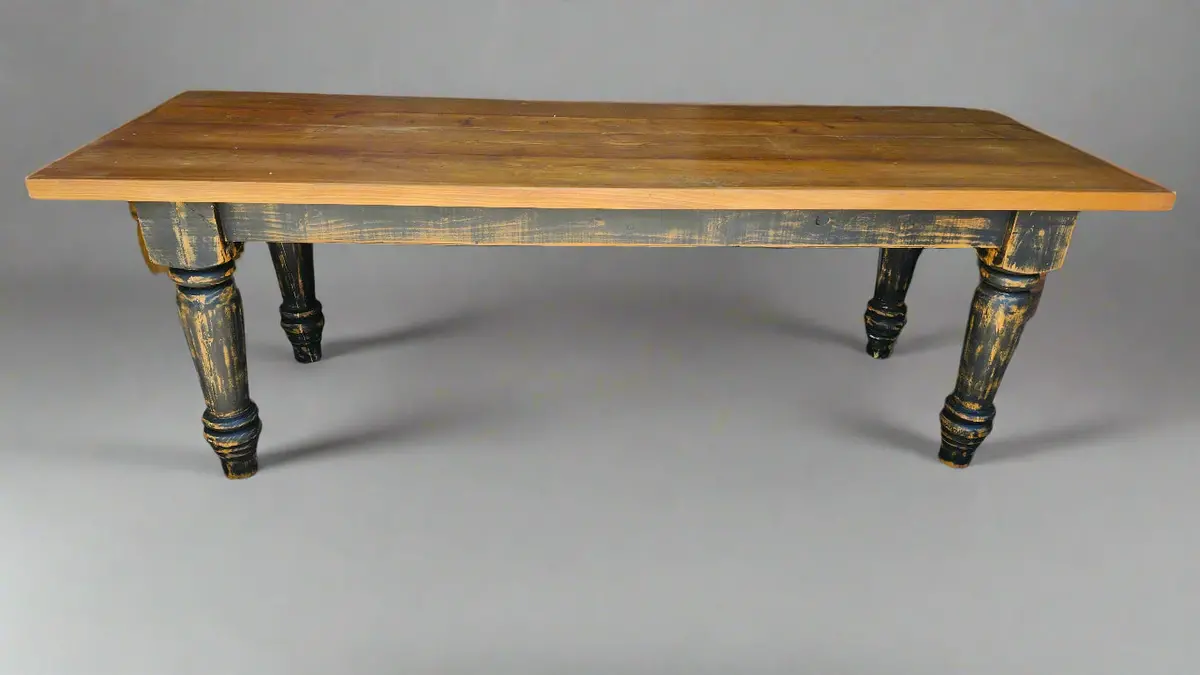 Pine Table With Natural Top And Black Painted Legs 1