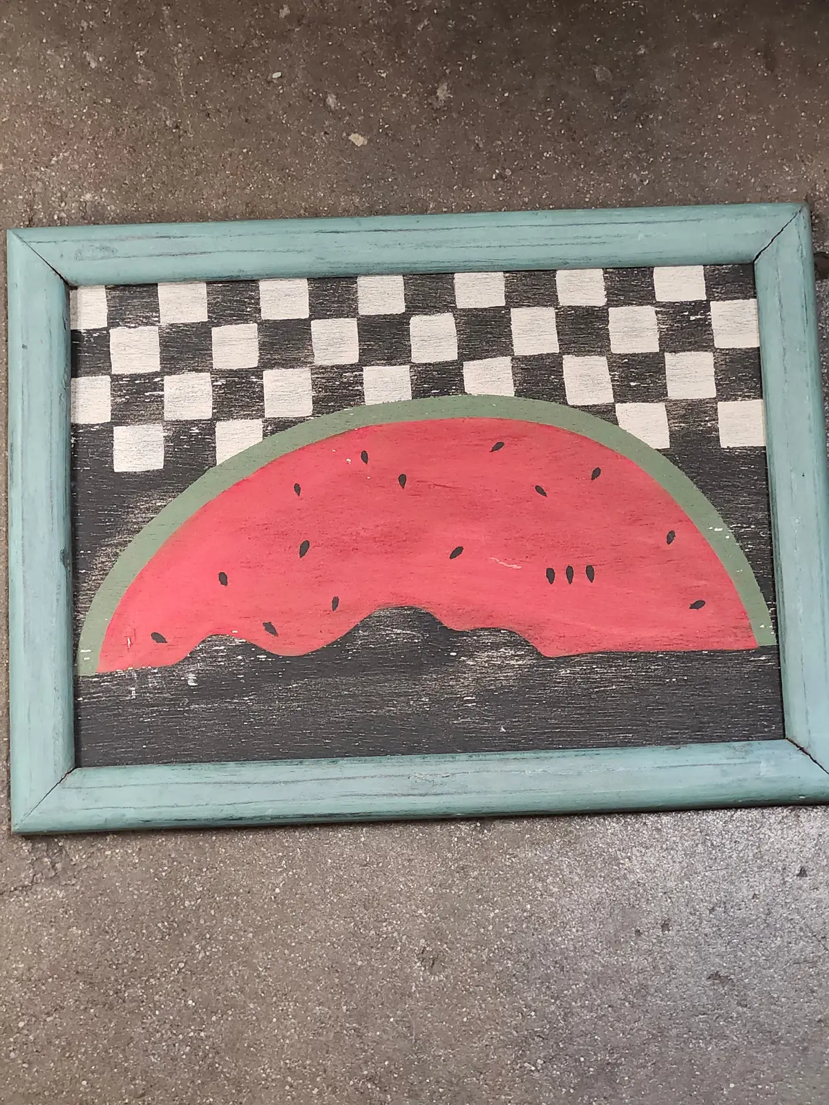 Framed Watermelon Painting On Board 1