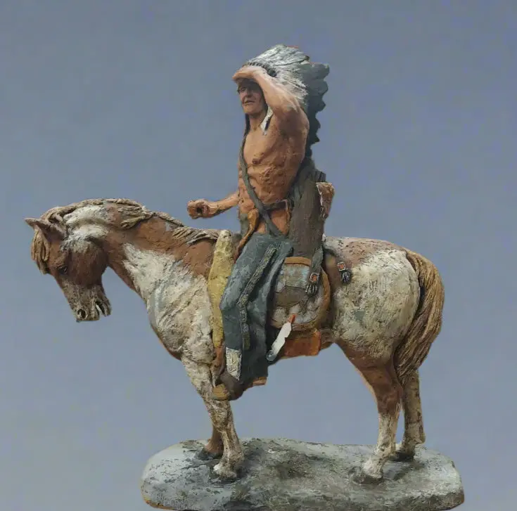 Native American Indian On Horse Statue Not Old 1