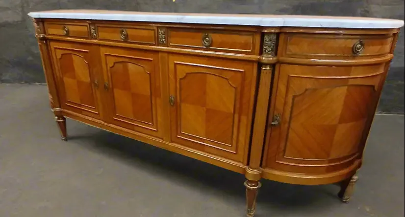 Large Louis Xvi White Marble Top Sideboard 1