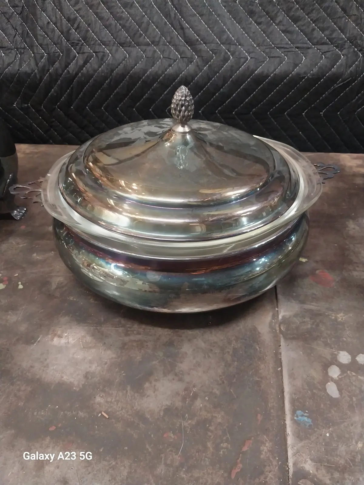 Silver Plate  Round Covered Casserole With Glass Dish 1