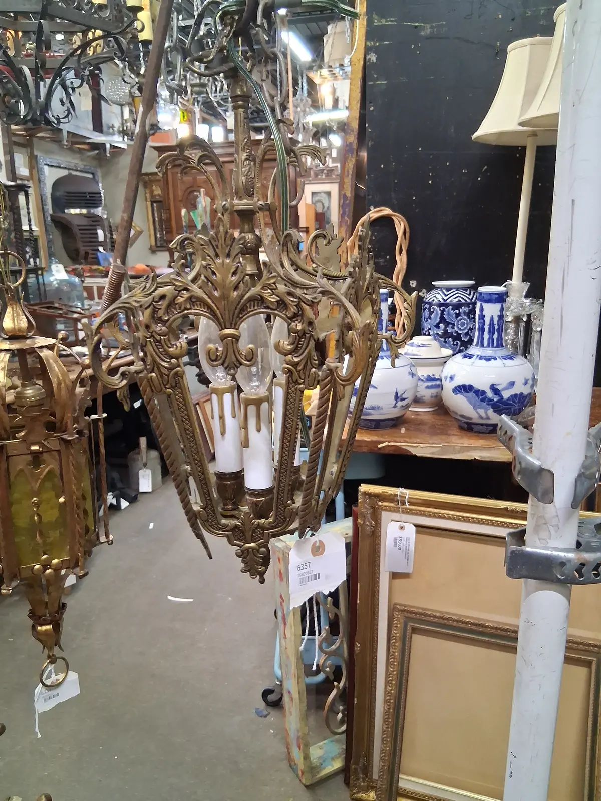 Brass And Glass Louis Xv Hanging Lantern 1