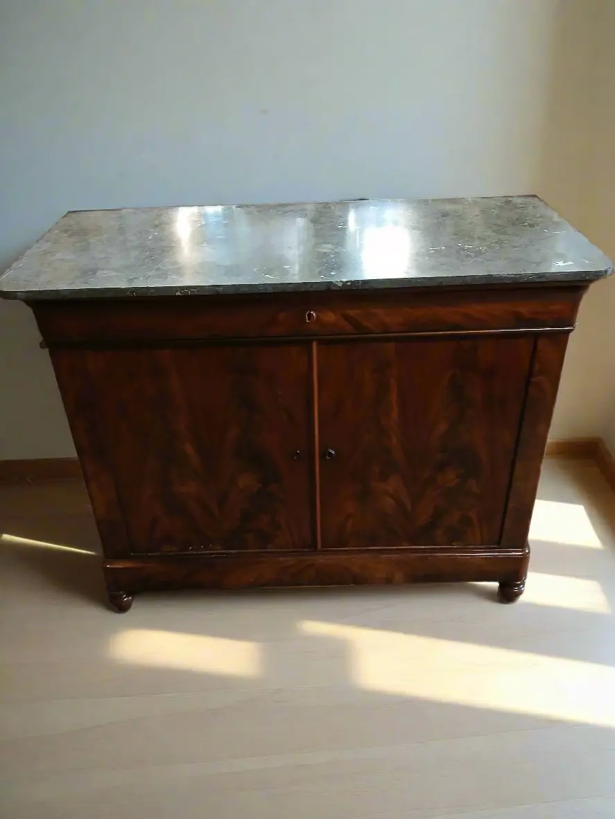 Gray Marble Top Louis Philippe Server 1