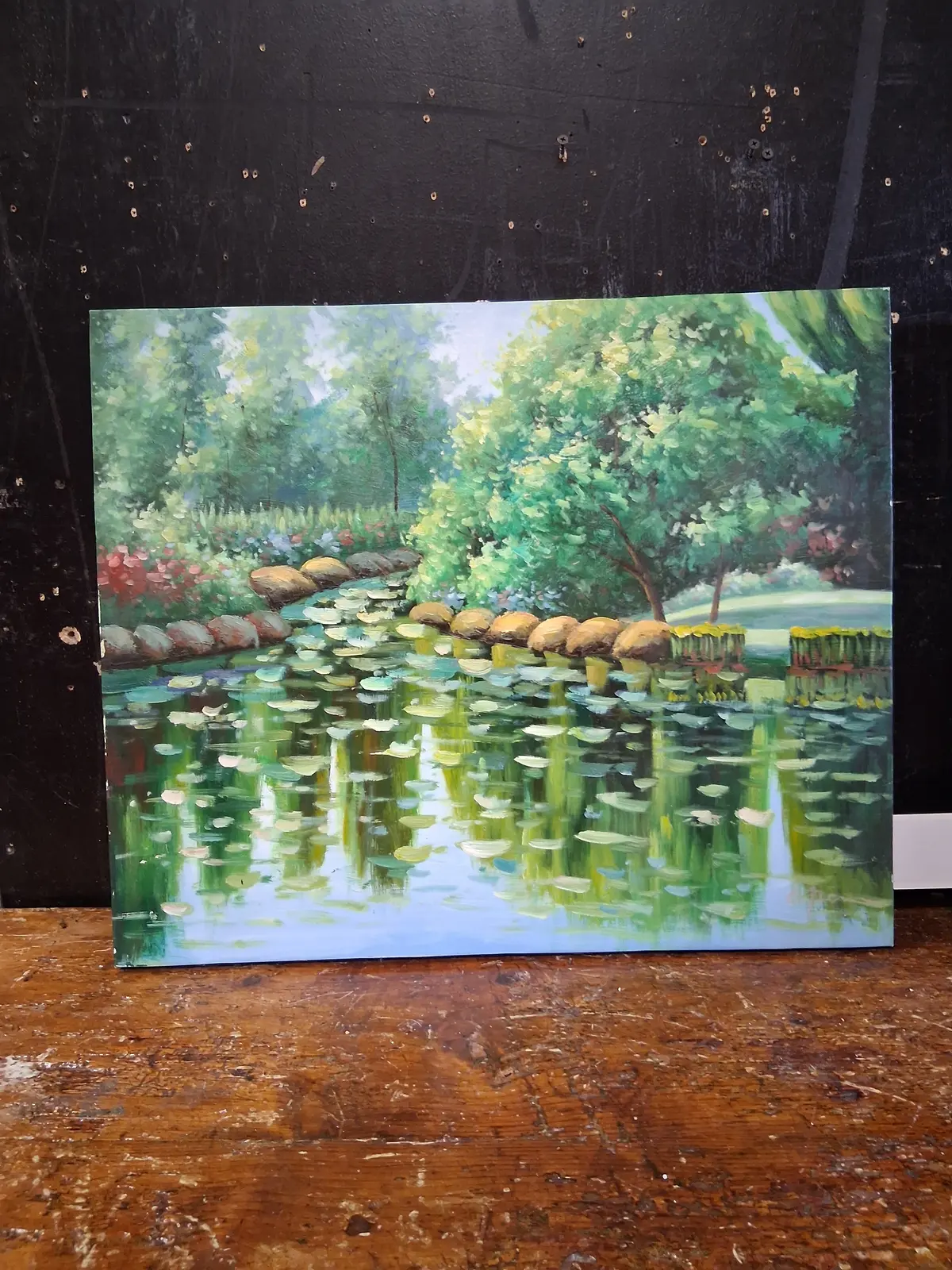 Unframed Impressionist Pond Painting 1