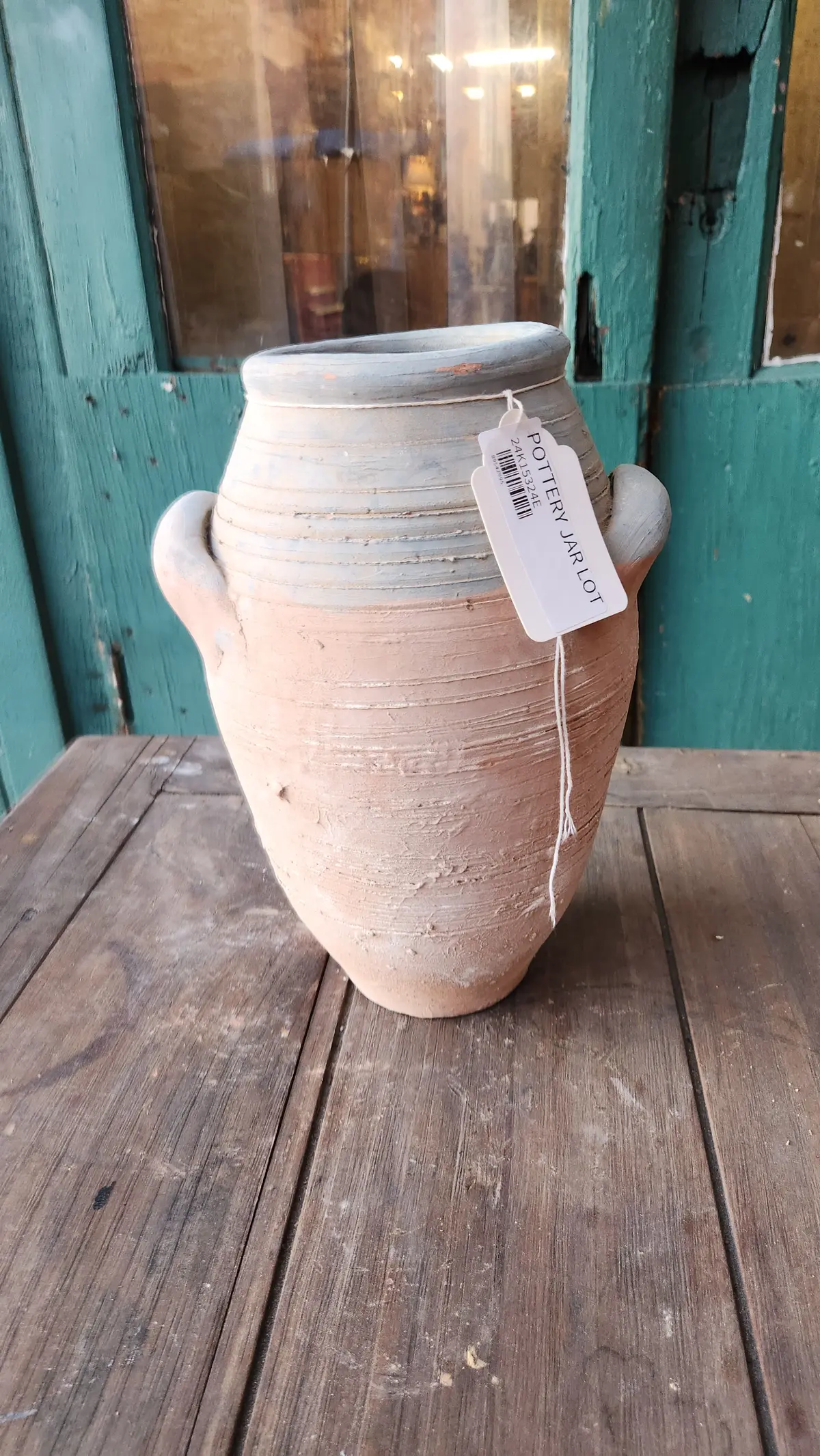 Ribbed Clay Jar With Two Handles 1