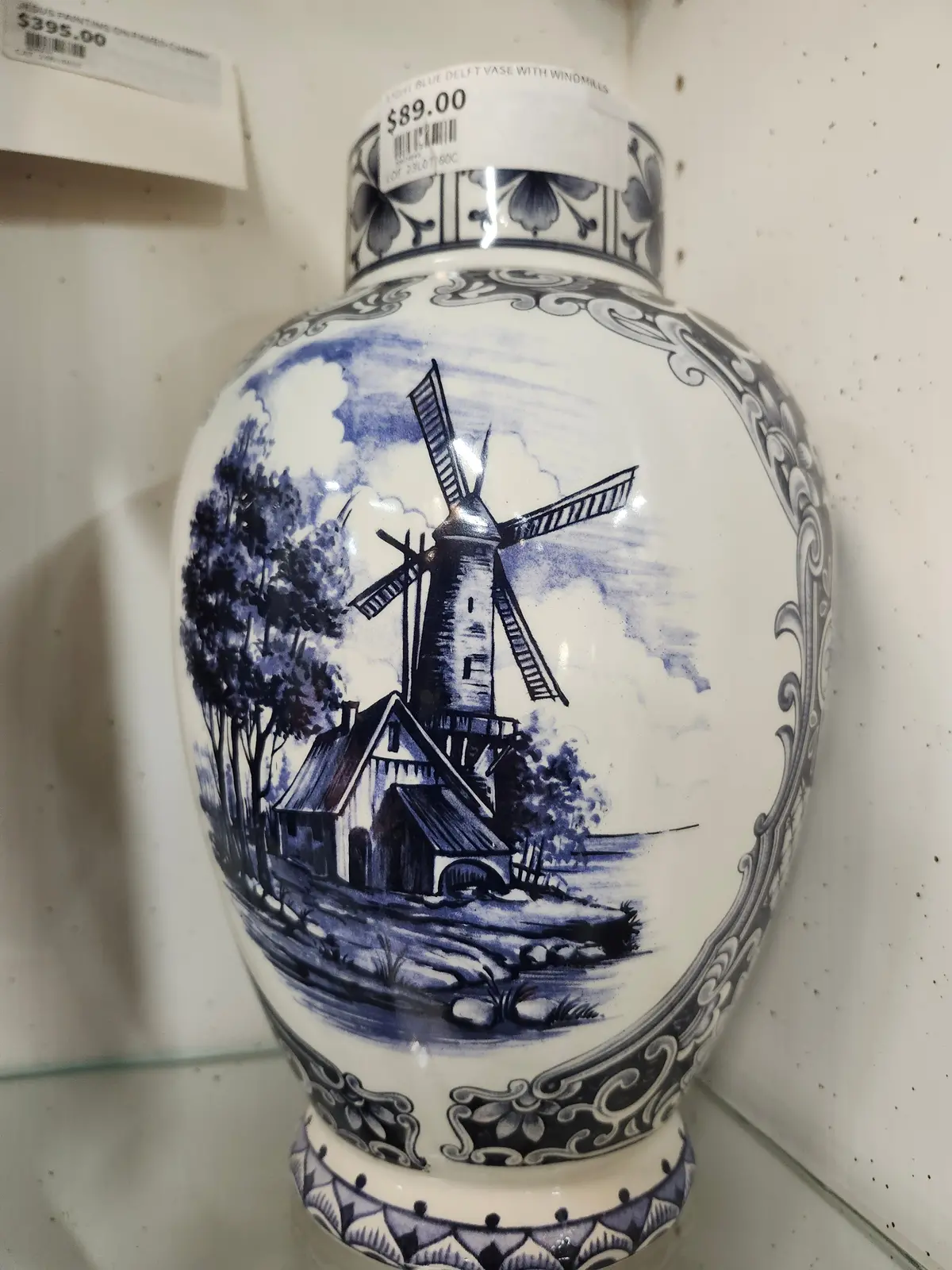 Light Blue Delft Vase With Windmills 1
