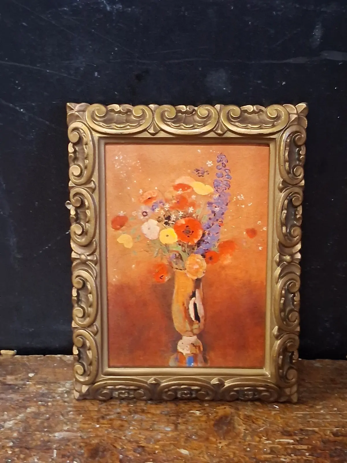 Framed Oil Print Of Redon's "The Vase Of Flowers" 1
