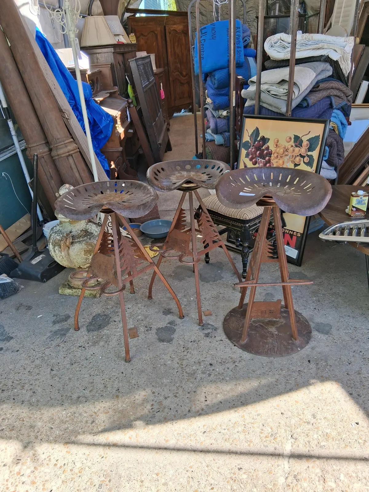 Set Of 3 Tractor Seat Stools 1