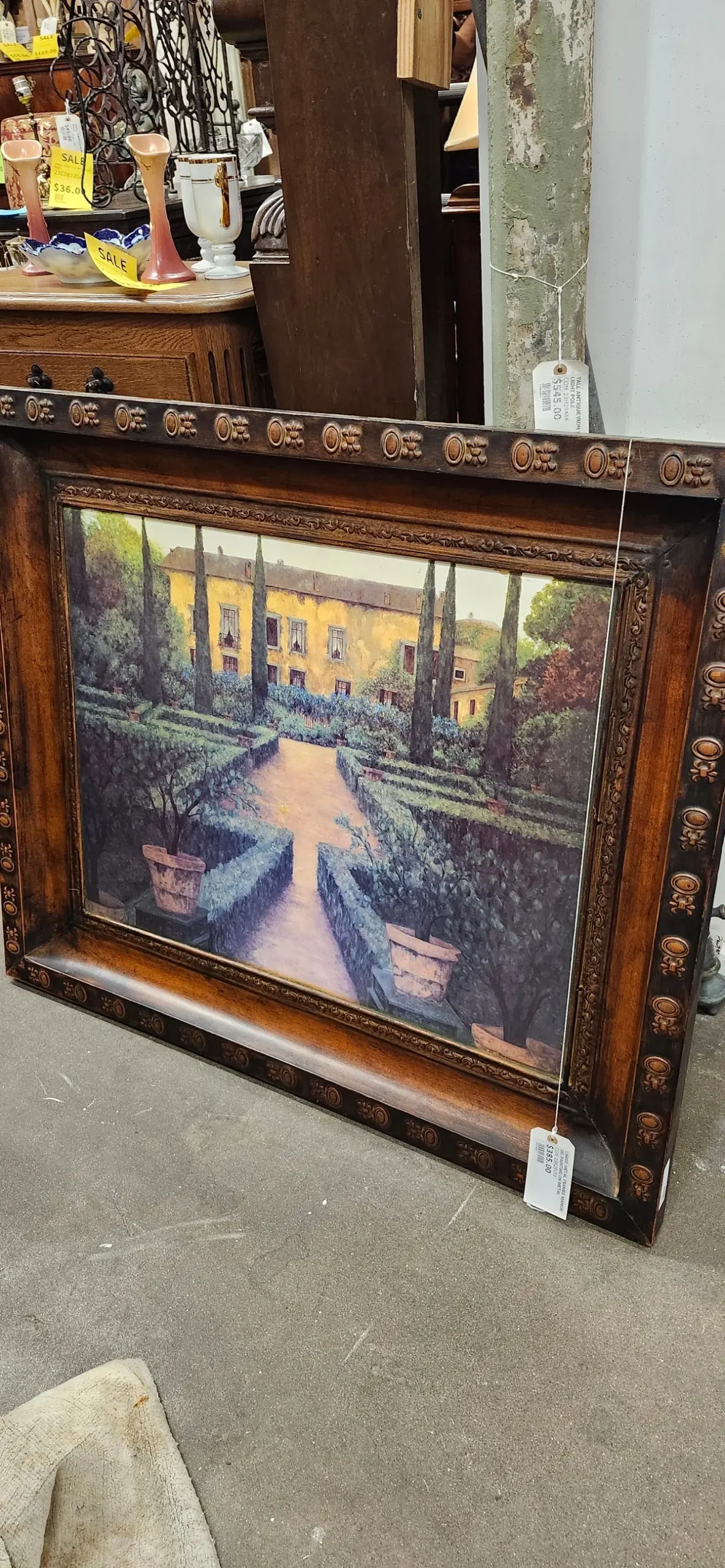 Large  Metal Framed Manor Oil Painting On Metal 1