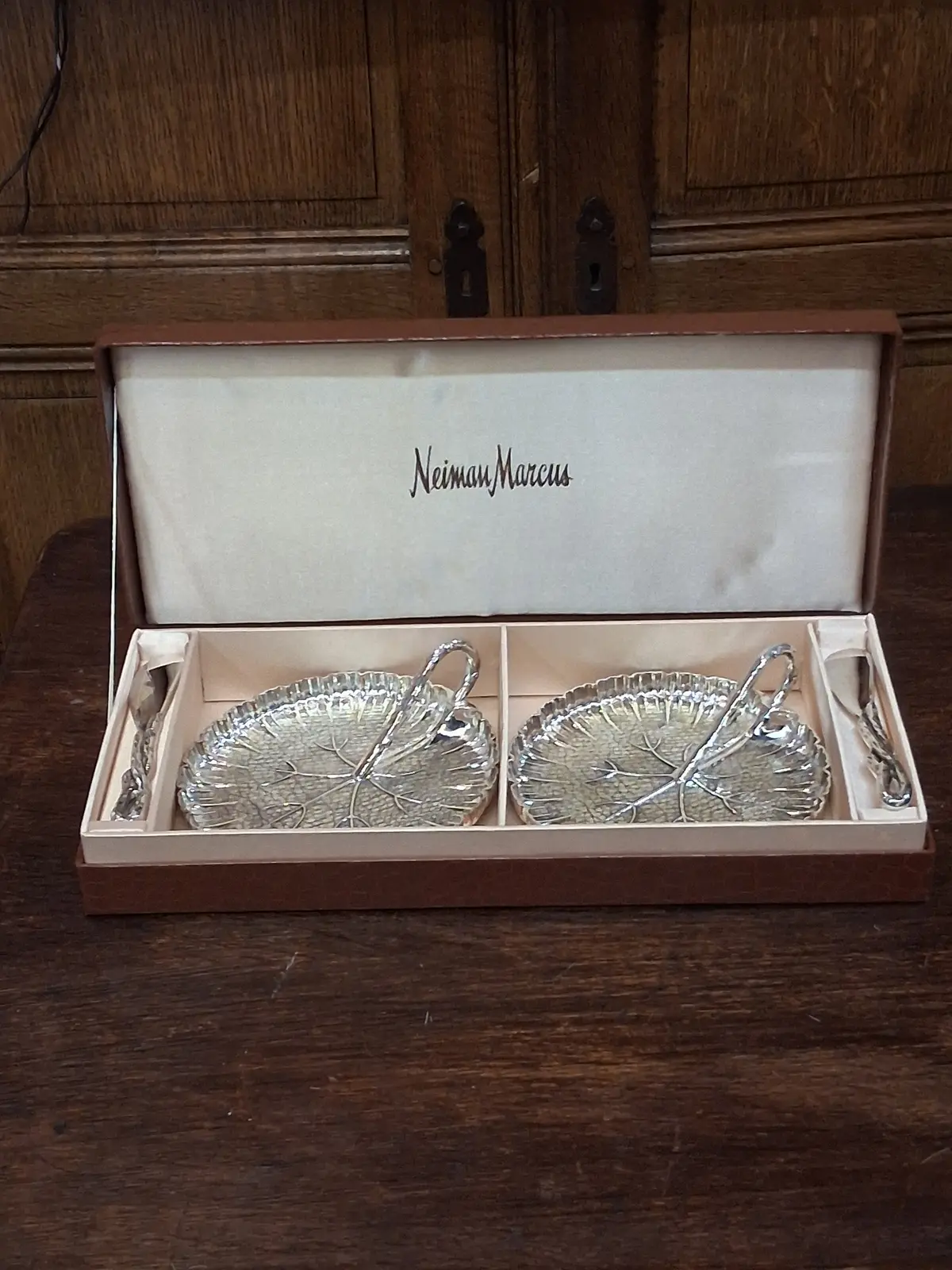 Pair Of Neiman Marcus Silver Plate Hors D'oeuvres Dishes 1
