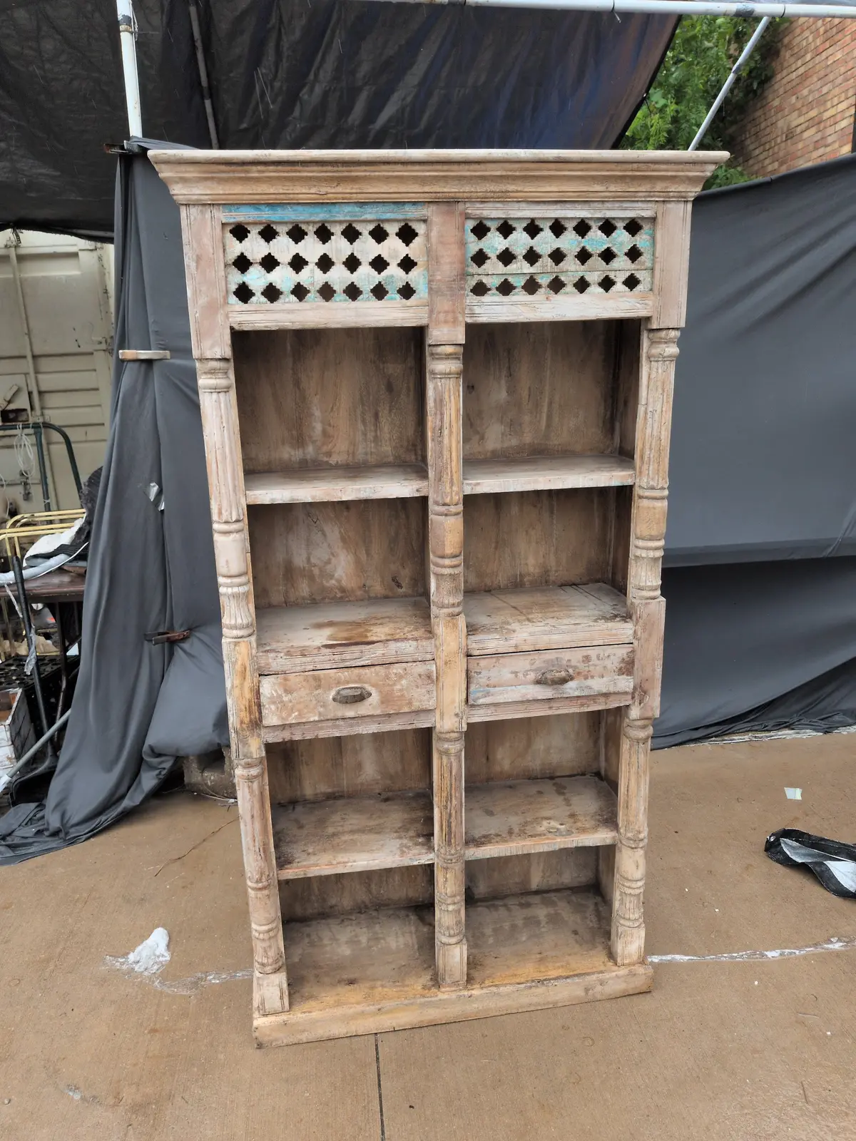 Small Rustic Indian Distressed Bookcase 1