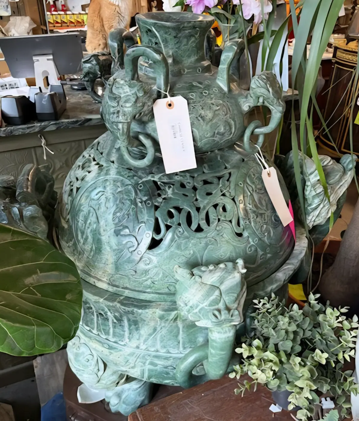 Large Green Marble Chinese Censor 1