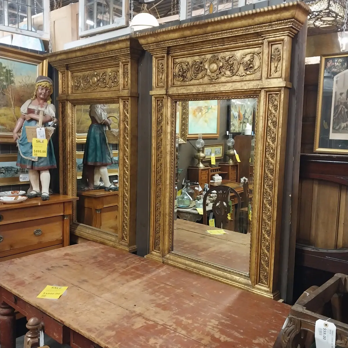 Pair Of Vertical Gold Mirrors 1