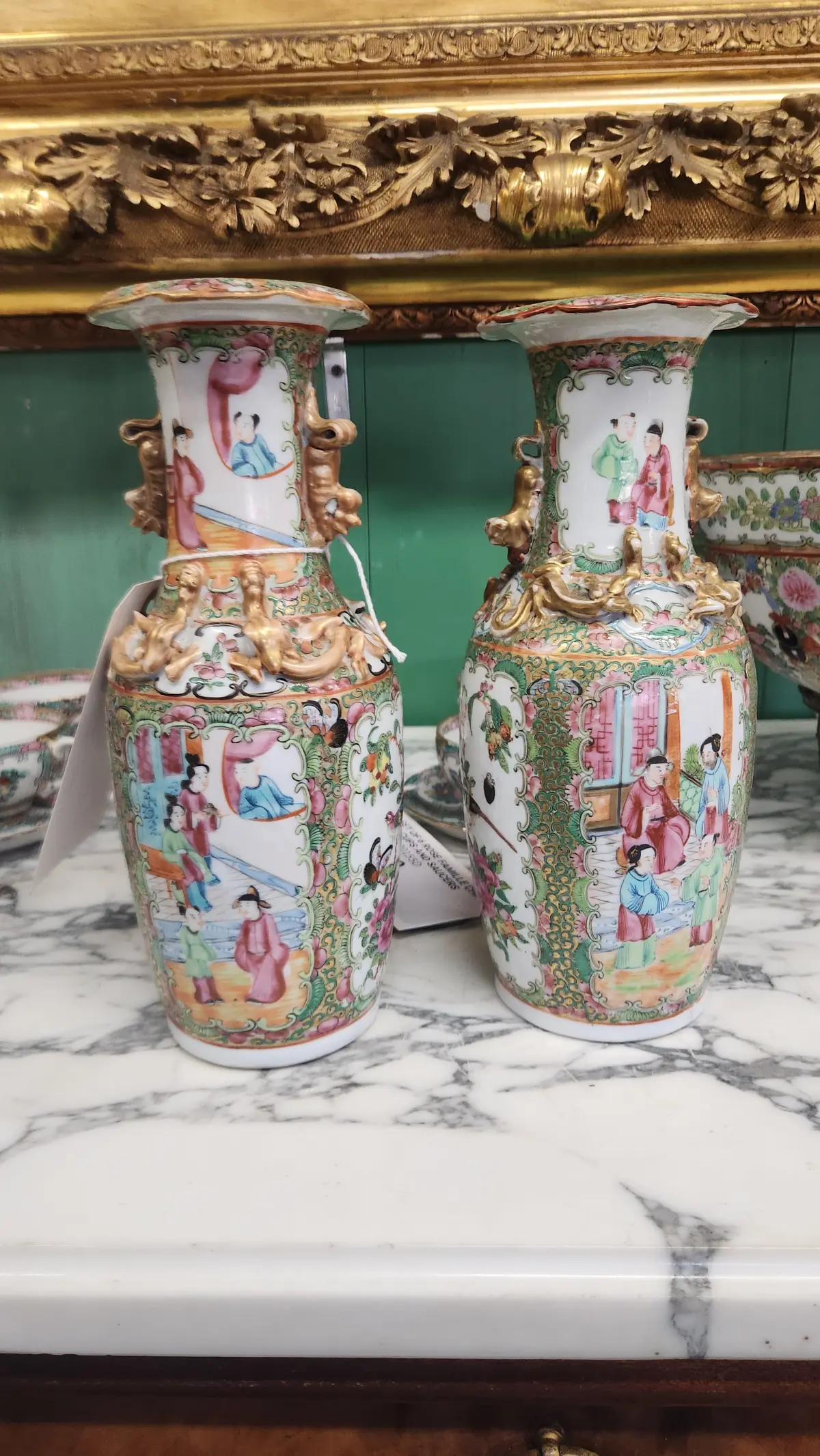 Set Of 2 Small Chinese Rose Medallion Vases- As Found (1 Slightly Larger) 1