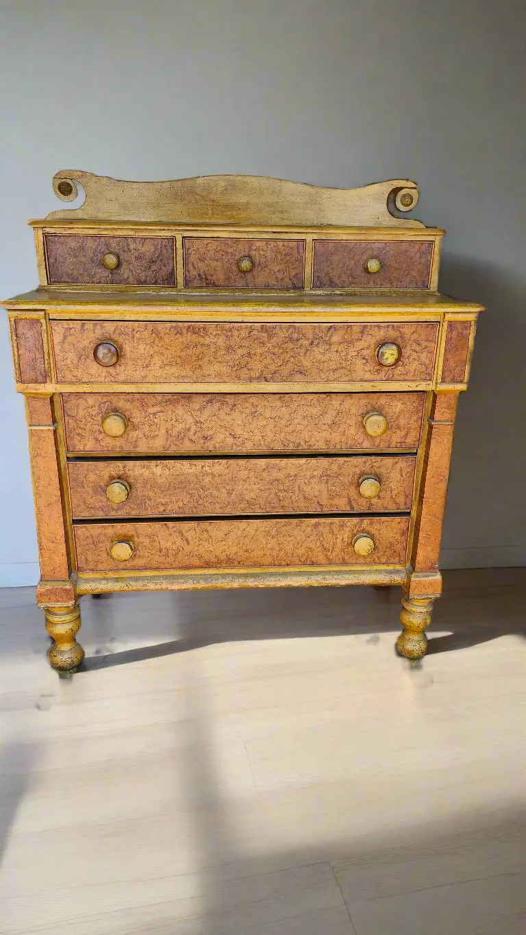 Early Burled Wood Drawer Chest 1