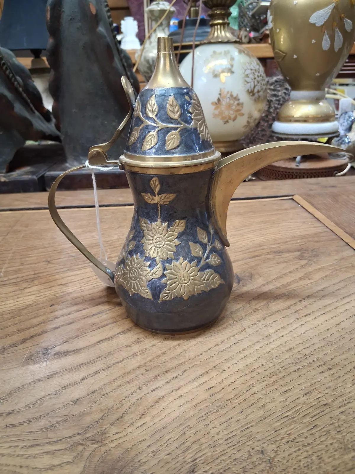 Incised Brass Coffee Pot With Lid 1
