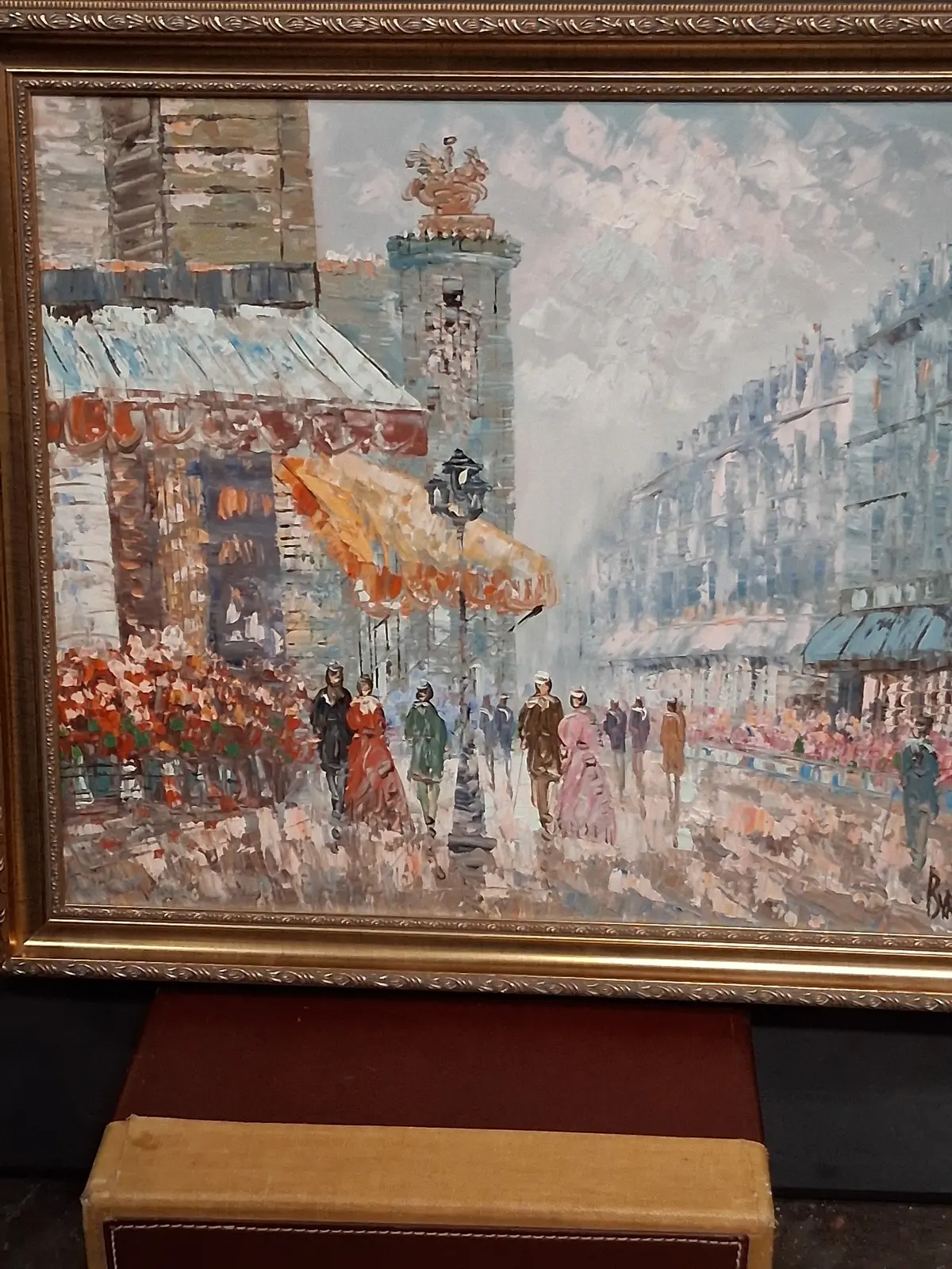 Small Framed Pairis Street Scene Oil Painting Signed Barnett 1
