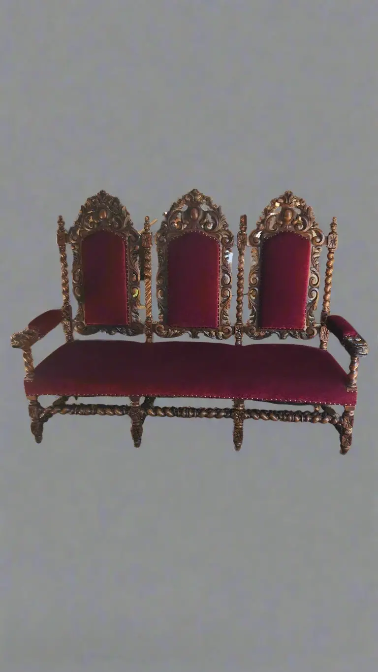 French Barley Twist High Back Oak Settee 1880S As Found 1