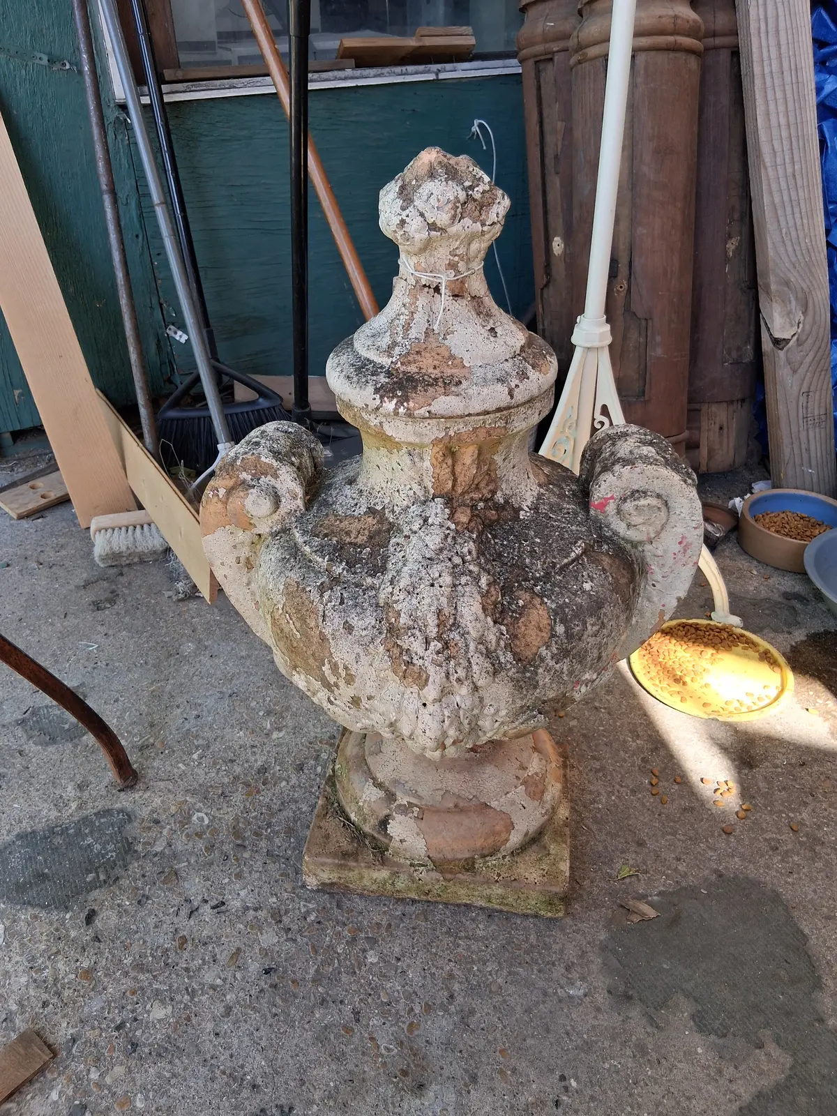 As Found White Terracota Urn With Lid 1