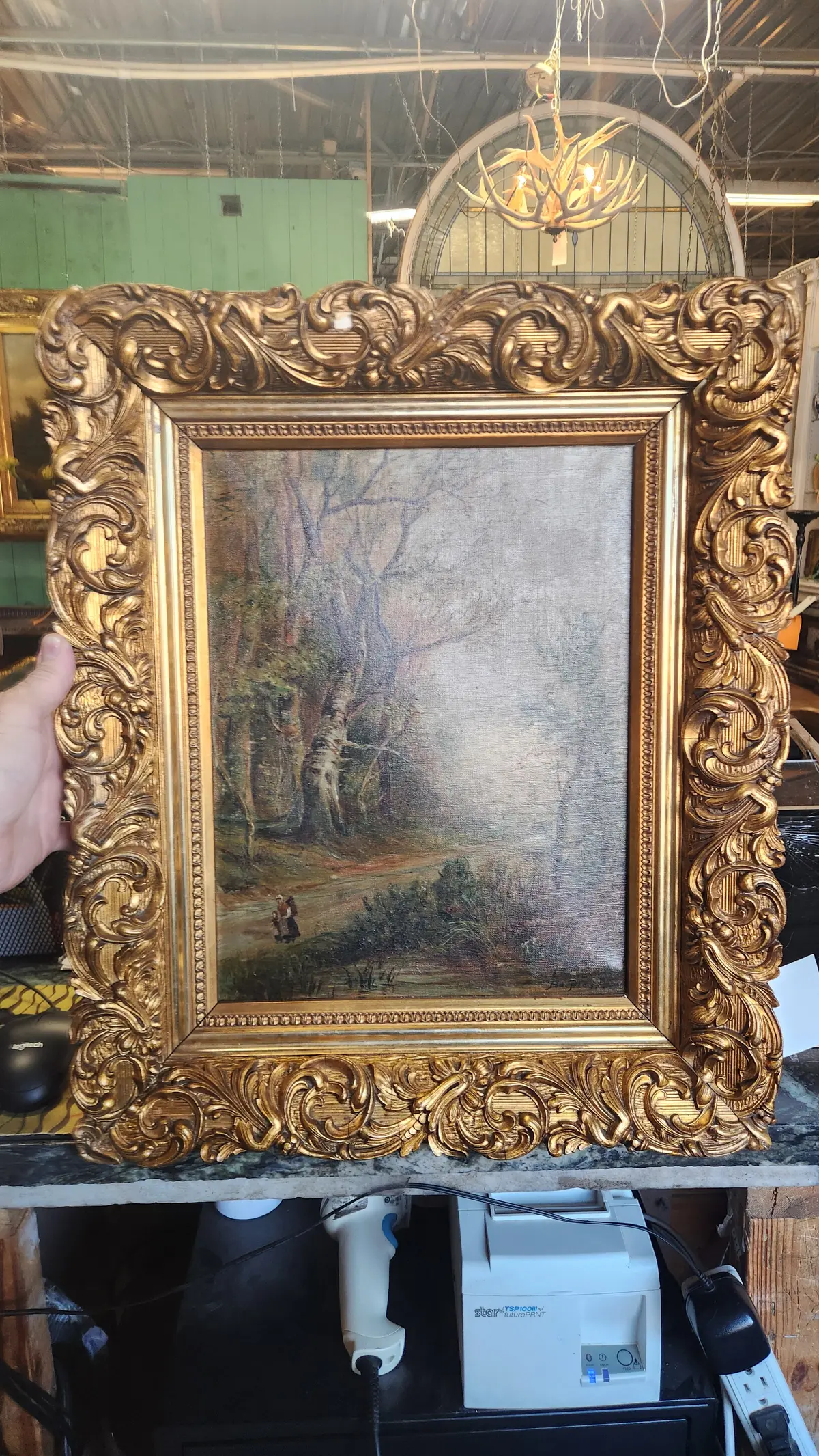 Path Through Woods Small Gilt Framed Landscape 1