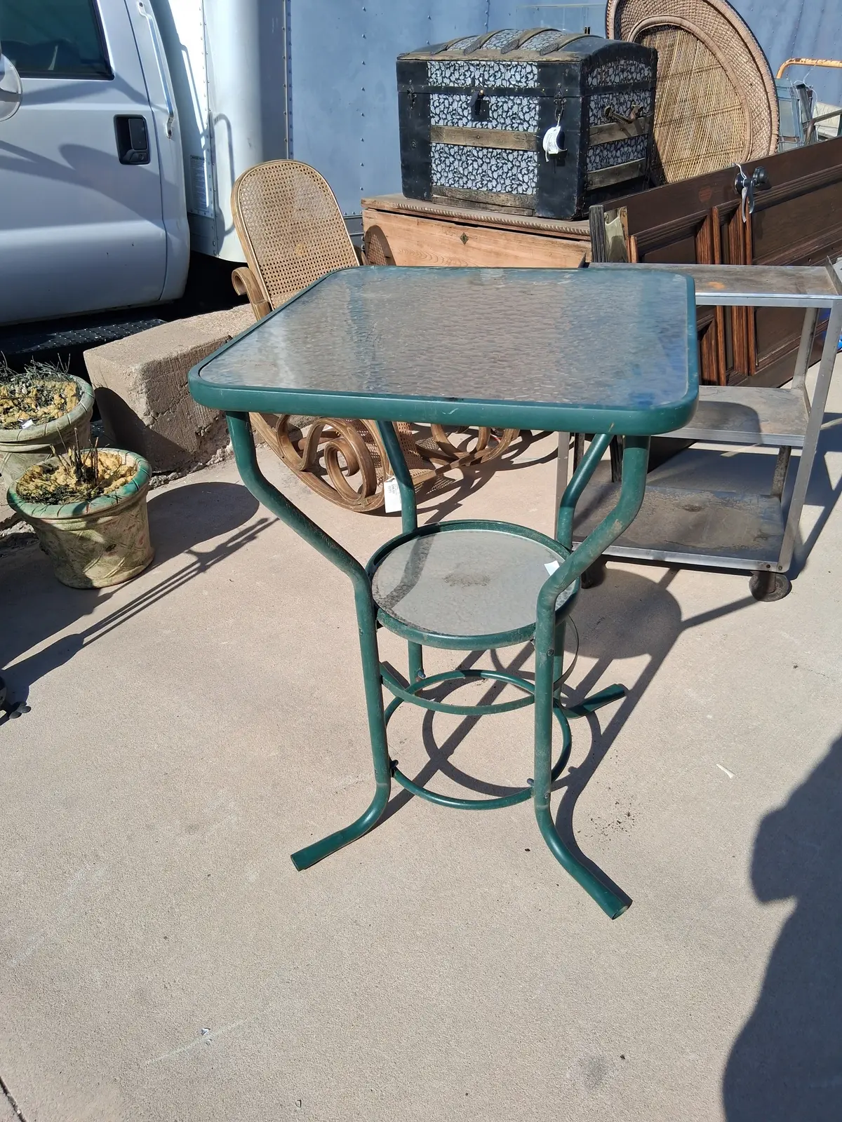 Bar Height Green Glass Top Table 1