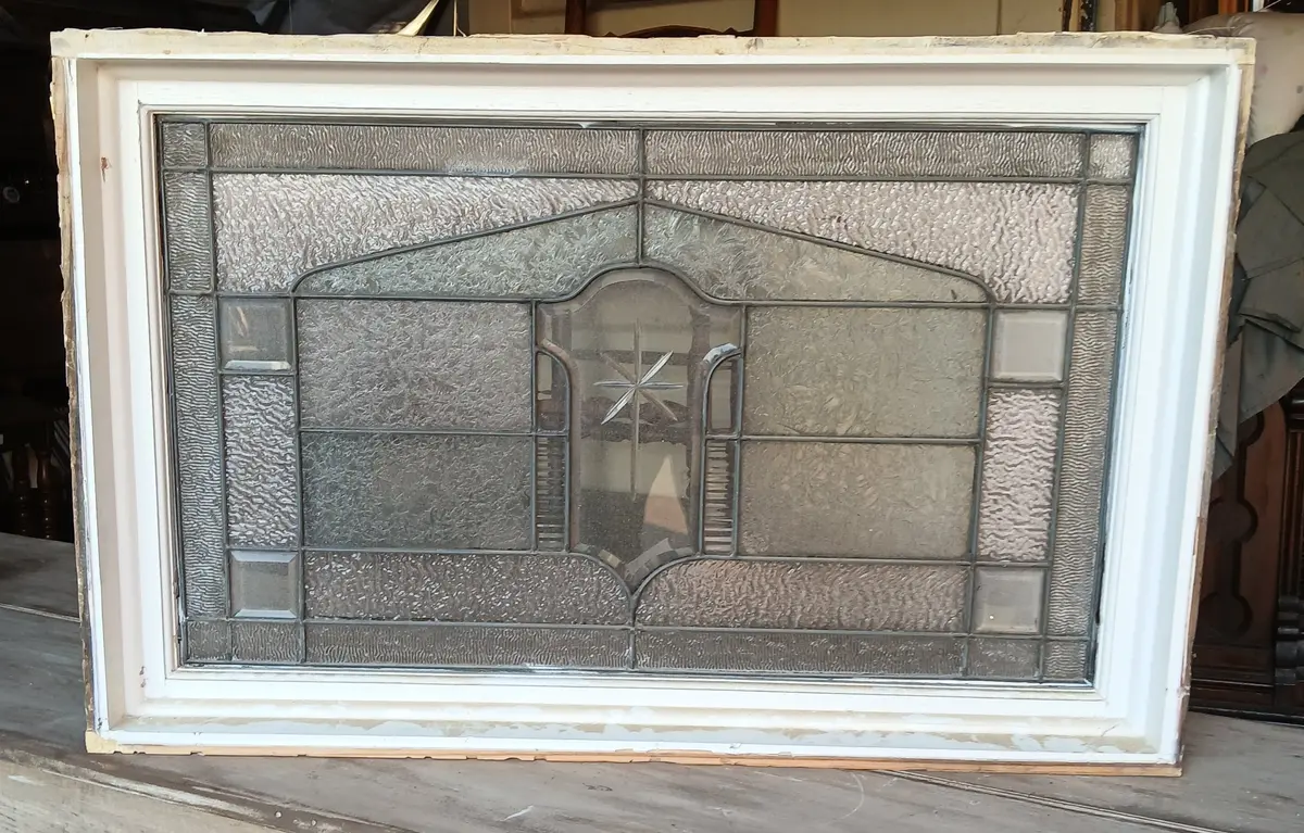 Cut And Textured Leaded Glass Window-As Found 1
